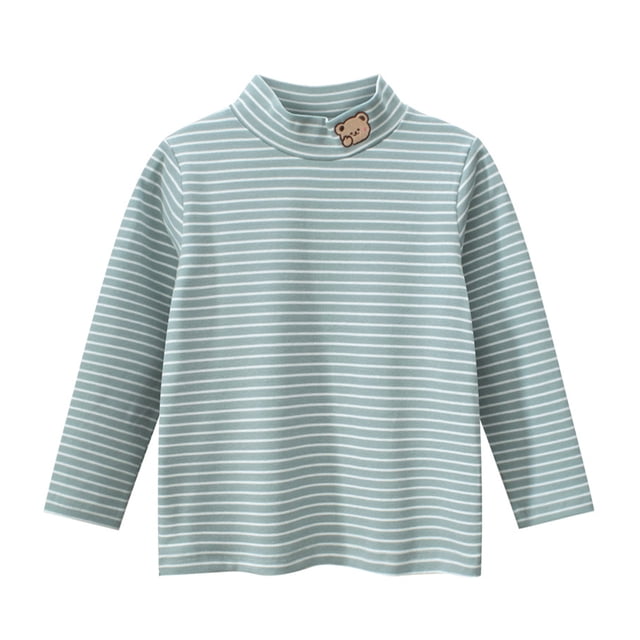 KYAIGUO T-Shirt Décontracté à Manches Longues pour Garçons Tout-Petits Enfants Printemps Automne Col Rond Rayures T-Shirt 1-9T