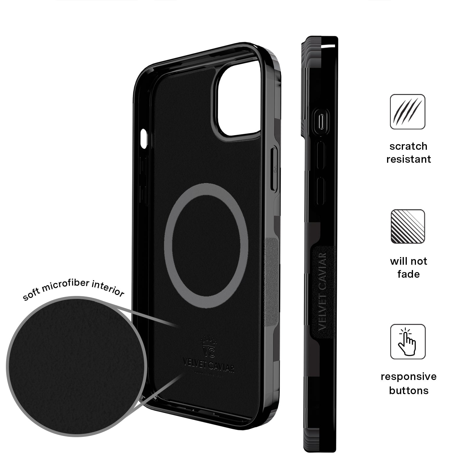VELVET CAVIAR iPhone 13 Case Black Checkered - Compatible with MagSafe - Cute Protective Cases for Women for Women - Black Grey Checkerboard