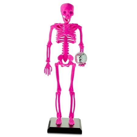 Large Flocked Disco Skeleton Tabletop Decor, Hot Pink, 25", Halloween by Way To Celebrate