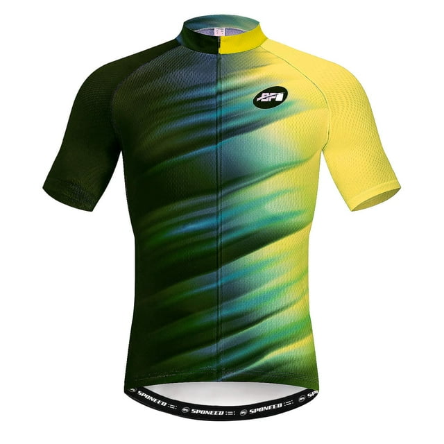 Sponeed Mens Bicycling Jersey Moisture Wicking Cycling Shirts Full Zipper Breathable Riding Tops Green XL