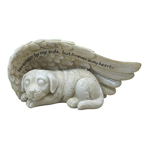 Comfy Hour Loving Memory Collection 4" Dog Peacefully Sleeping in Angel Wing Figurine Pet Statue - in Memory of My Best Friend Bereavement (No Longer by my side But Forever in My Heart), Polyresin