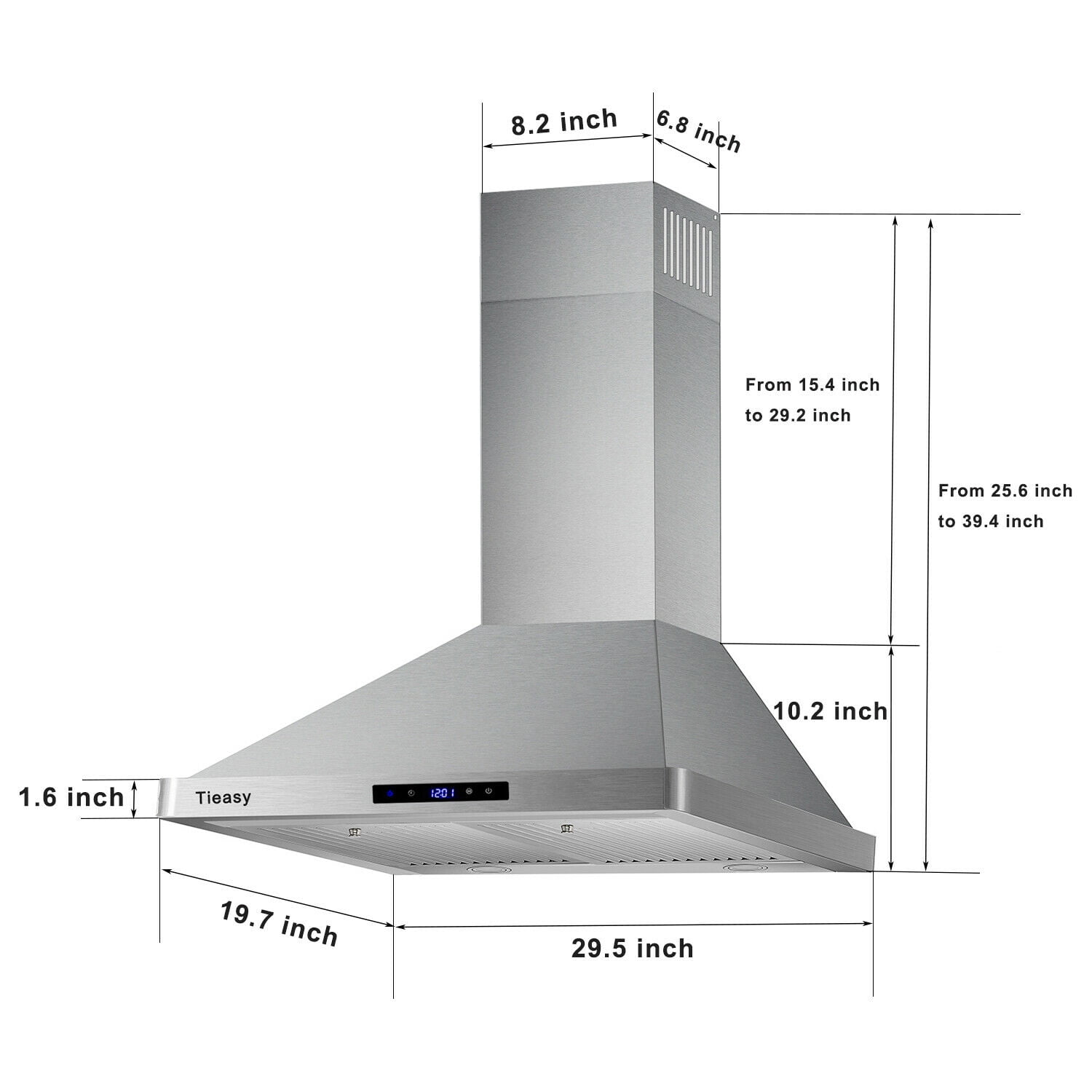 Wall Mount Range Hood 30 inch Kitchen Hood 700 CFM with Ducted/Ductless Convertible Duct, Touch Control, Permanent Filters, Stainless Steel, 3 Speed Exhaust Fan, LED Light