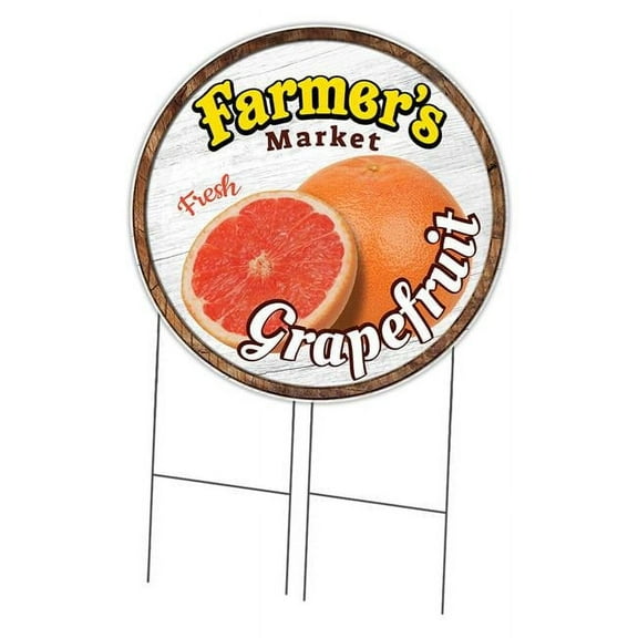 SignMission C-36-CIR-DS-WS- Grapefruit 36 in. Double Sided Corrugated Circular Plastic Sign - Farmers Market Grapefruit