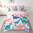 thumbnail image 2 of Castle Fairy Cartoon Dinosaur Bedding Comforter Set,Cute Leaves King Bedding Sets, 2 of 8