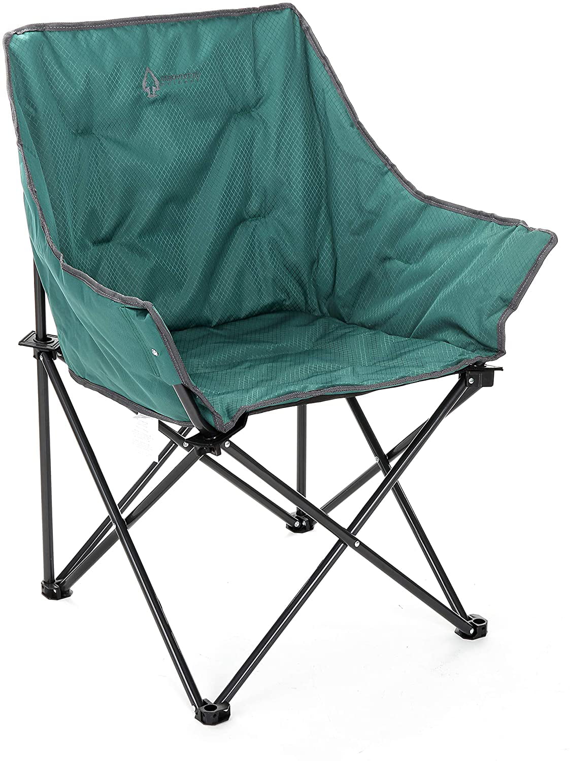 BLACK METAL FOLDING POCKET CHAIR INDOOR OUTDOOR USE UP TO 250LBS BEACH CAMP SEAT