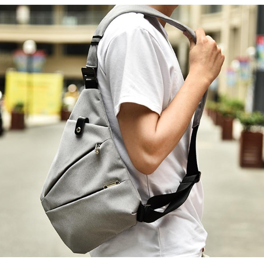 Leather Chest Bag Men's Triangle Shoulder Bag Messenger Backpack