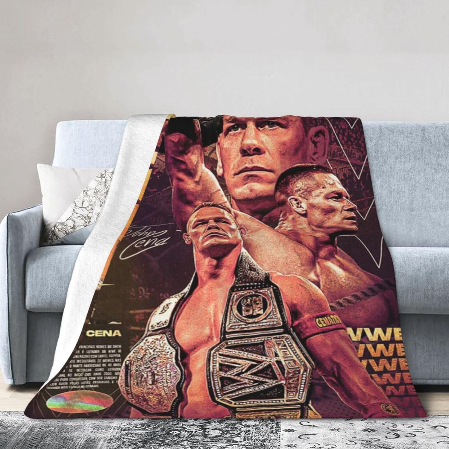 Ultra-Soft Anti-Pilling Lightweight Warm Blanket John Cena Blanket Cozy Blankets Decor for Couch Bed Sofa Bedroom Home 50x40 in