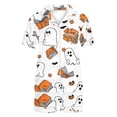 thumbnail image 5 of Bzdzmqm Women Halloween 2 Piece Sets Print Short Sleeve Round Neck Casual Outfits Breathable Cool Shorts Lounge Set, White M, 5 of 6