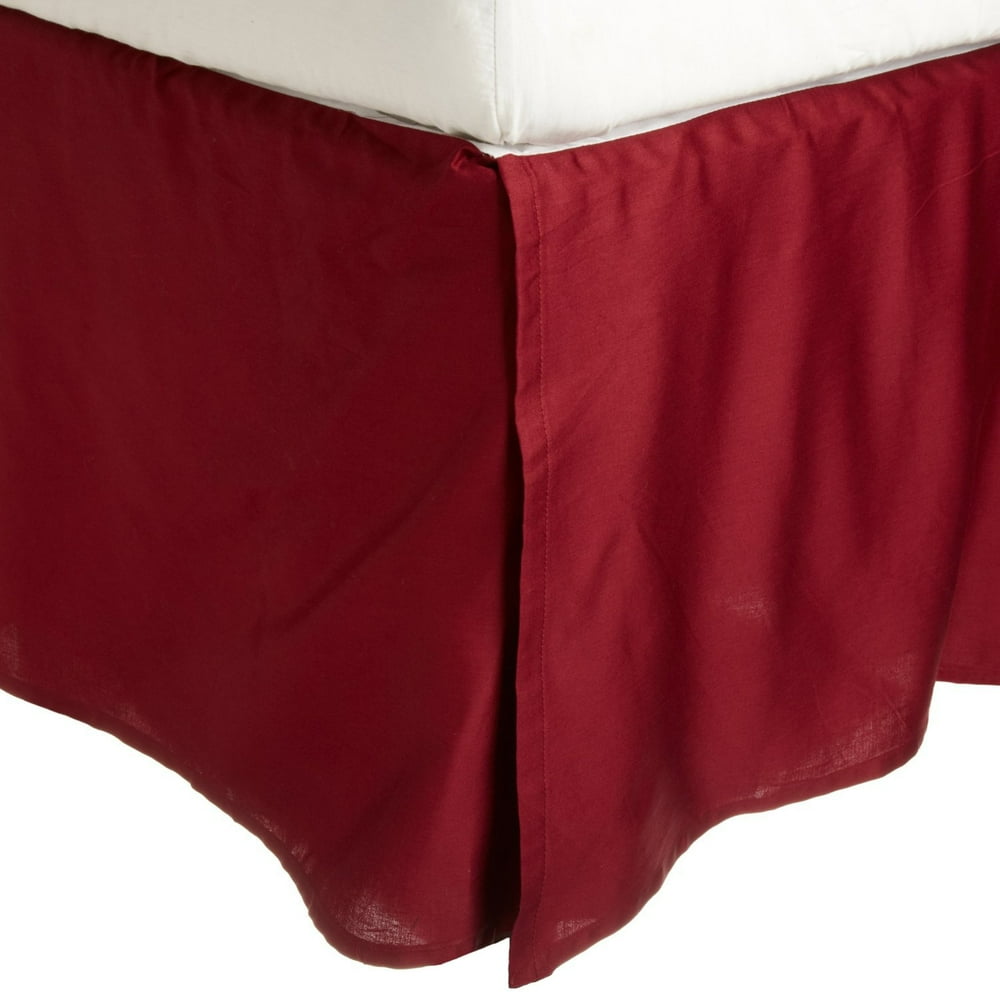 100 Egyptian Cotton Chic Solid Bed Skirt with Split Corners Burgundy