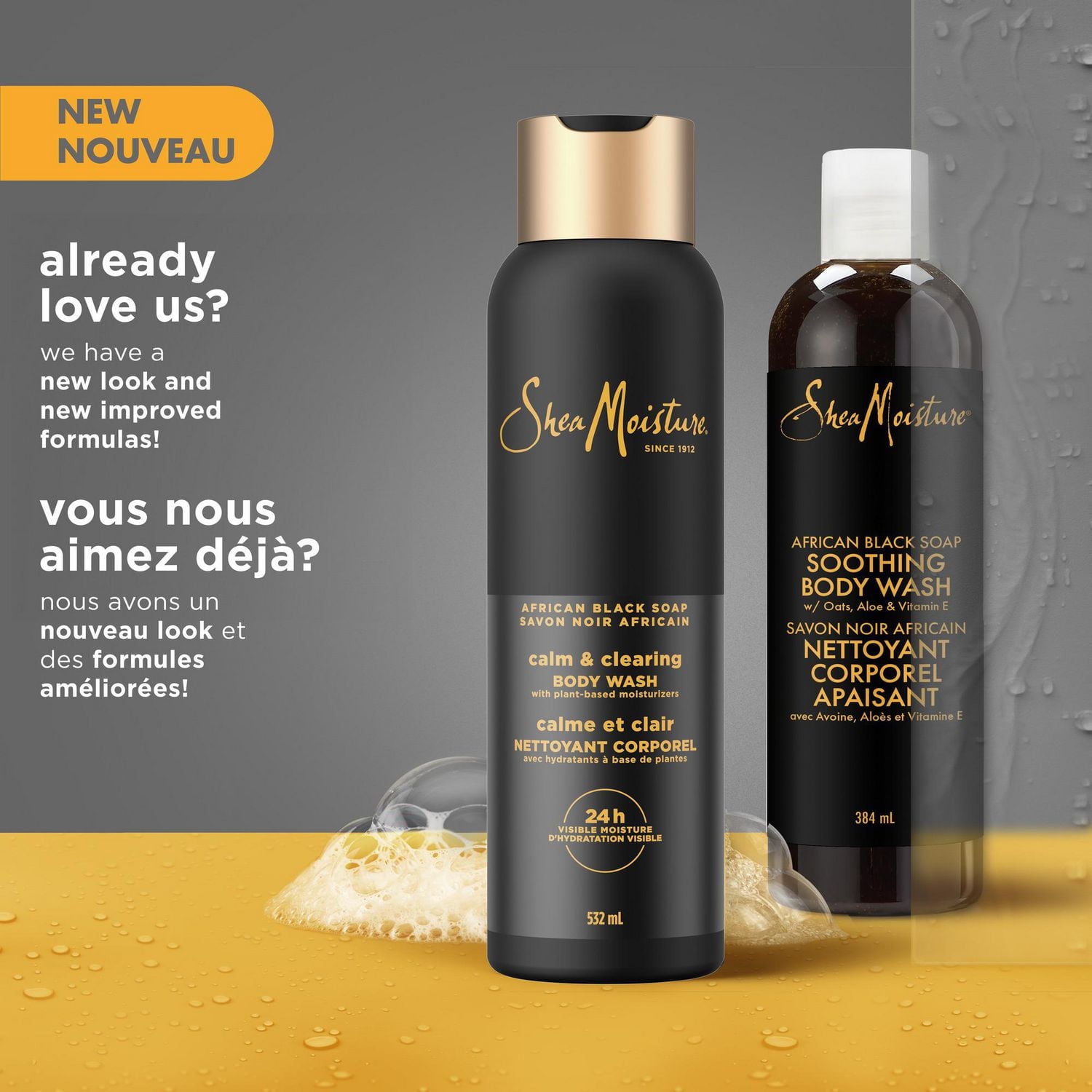 SheaMoisture Nettoyant Corporel apaisant et clarifiant, au Savon Noir Africain pour une hydratation visible de 24 heures, pour une peau saine et éclatante 532mL