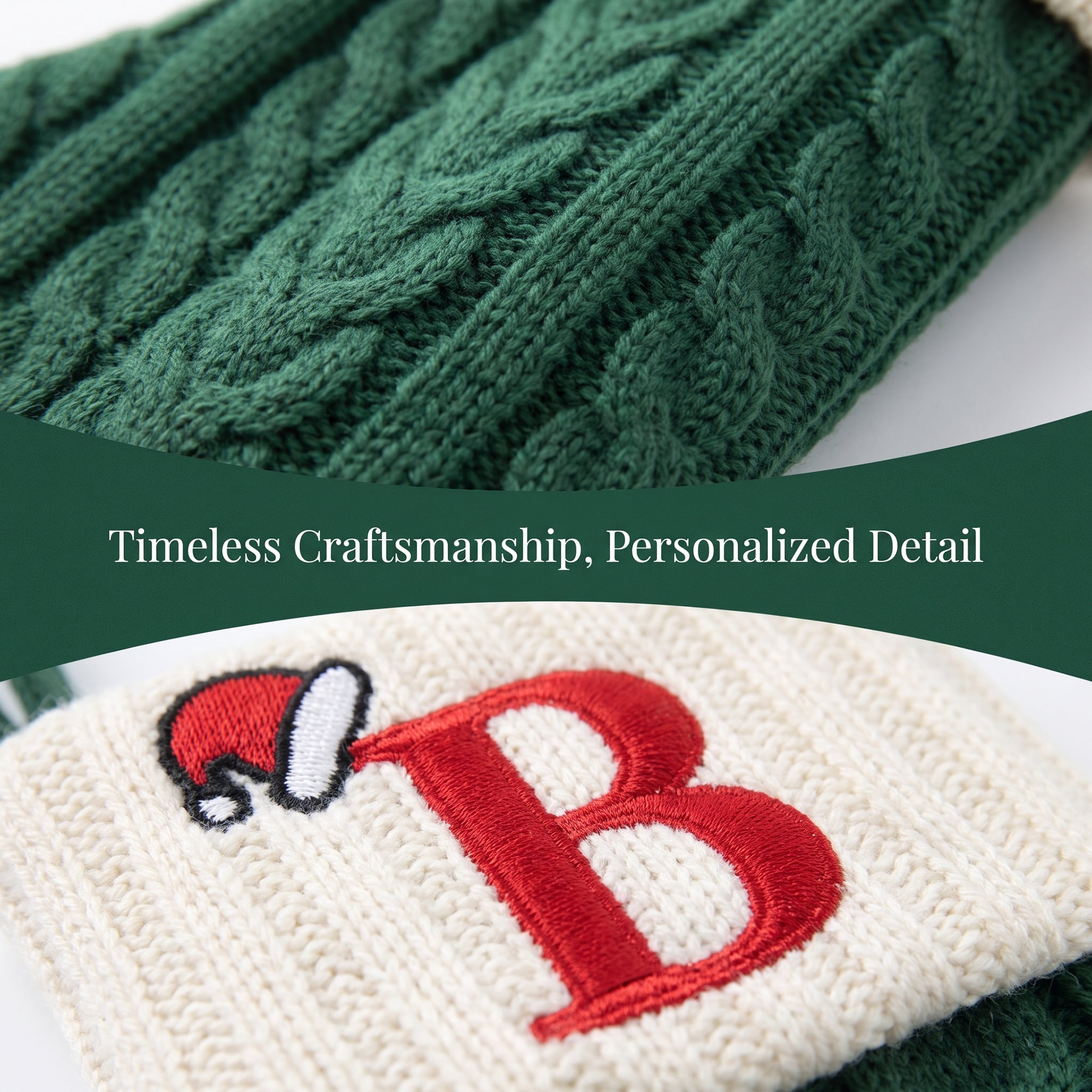 Unique Bargains Christmas Luxury Grand Hearth Accent Stocking Green Letter B 8"