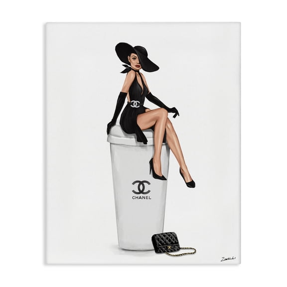 Stupell Industries Eclectic Girl in Black Dress Fashion Canvas Art, 16 x 20, by Ziwei Li