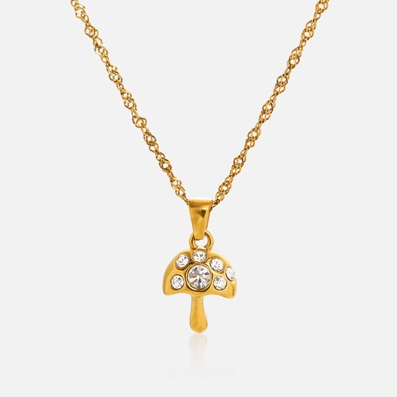 18K Gold Vermeil Mushroom Necklaces for Women, Mushroom Pendant Necklace, Minimalist Jewelry Gift for Her