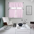 thumbnail image 4 of Pink White Stripe Kitchen Curtains Sets for Windows 24 Inch Length, Modern Minimalist Geometric Striped Rod Pocket Window Treatments Tier Curtains and Valances Set for Bedroom/Bathroom, 4 of 8