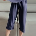 thumbnail image 5 of Womens Wide Leg Sleep Pants Flowy Stretchy Palazzo Pants Loose Lounge Thin Pants Straight Leg High Elastic Waist Trousers, 5 of 5