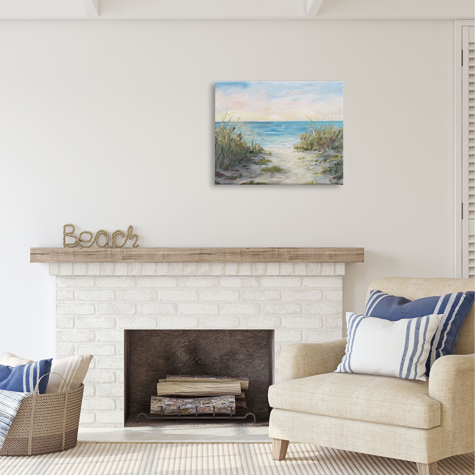 Stupell Industries Sea Grass Ocean Path Nature Painting Gallery Wrapped Canvas Print Wall Art, 30 x 24