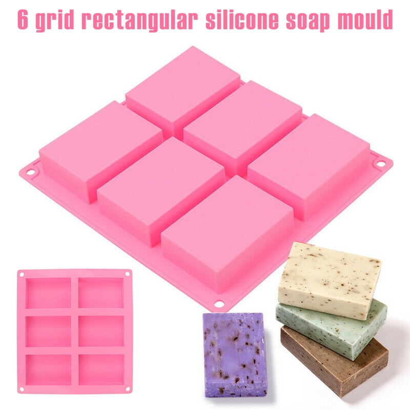 DIY Silicone Mould Mold Soap Rectangle 6-Cavity Making-CB For Homemade Tray 