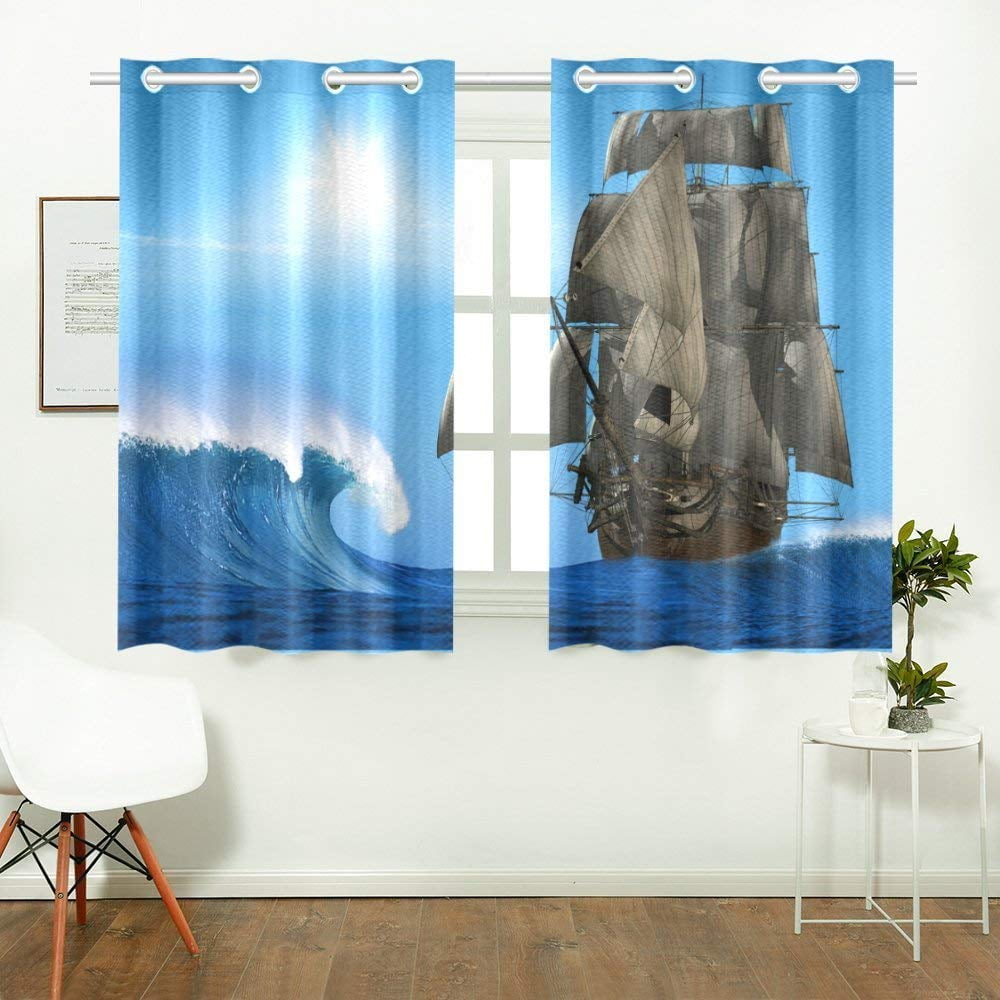 CADecor Sailboat Print Sail Boat Art Window Treatment Panel Curtains