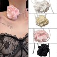 thumbnail image 2 of Fabric Flower Necklaces Flower Collar Choker Soft Flower Tie Cravat Necklaces--Black-Model code 28275 Black, 2 of 5