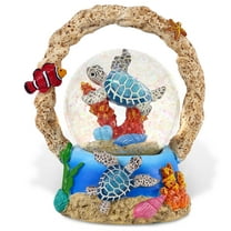 CoTa Global Sea Turtle Coral Snow Globe Decor - Elegant Pink Sparkle Glitter Inside The Snow Globe Figure, Animal Figurines for Kids and Adults, Collectible Snow Globes for Birthday, Christmas - 65 mm