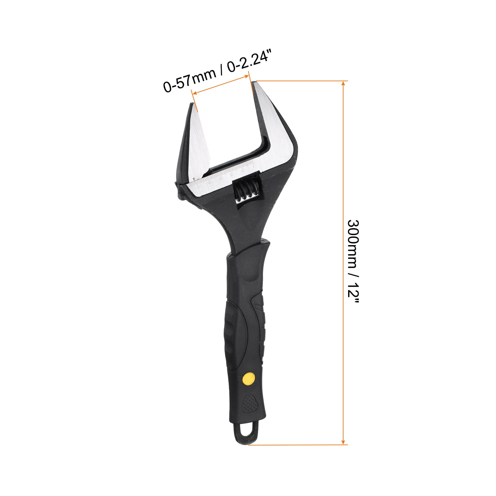 1pcs Adjustable Wrench 12" Alloy Steel Universal Spanner Wide Opening, Black