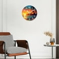 thumbnail image 3 of 12 Inch Wall Clock Battery Operated Silent Clock Decorative for Office, Kitchen, Outdoor, Living Room，Orange Sunset View Seashore Beach Palms Tree Beautiful Drawings, 3 of 4
