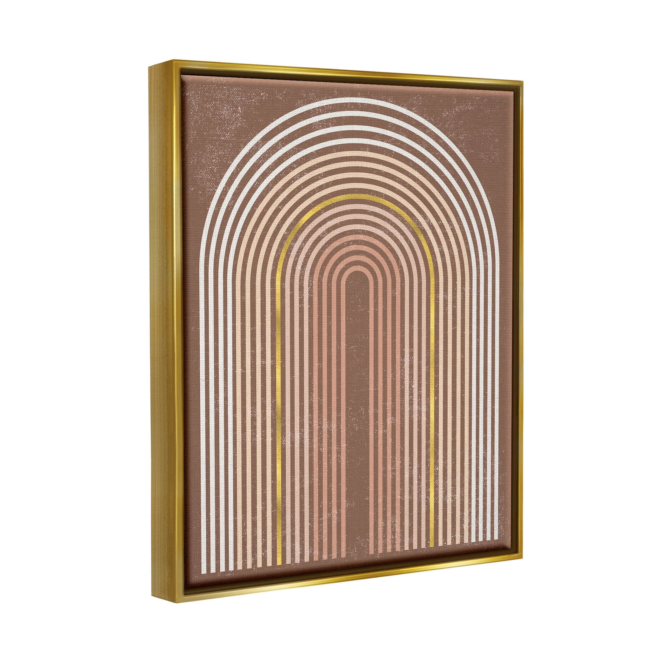 Stupell Industries Abstract Rainbow Stripes Arch Graphic Art Metallic Gold Floating Framed Canvas Print Wall Art, Design by Caroline Alfreds