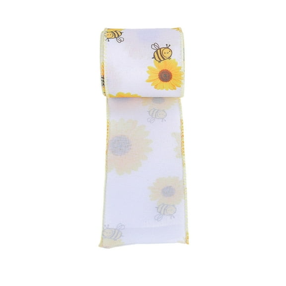 YIEMEEN Sunflowers Ribbon Summer Spring Ribbon Honeybees Fabric Ribbon for Gift Wrapping