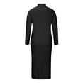 thumbnail image 4 of Women's Knitted 2 Piece Outfits Casual Long Sleeve Turtleneck Sweater Top and Slim Midi Skirt Suit Lounge Sets Ladies Clothes, 4 of 7