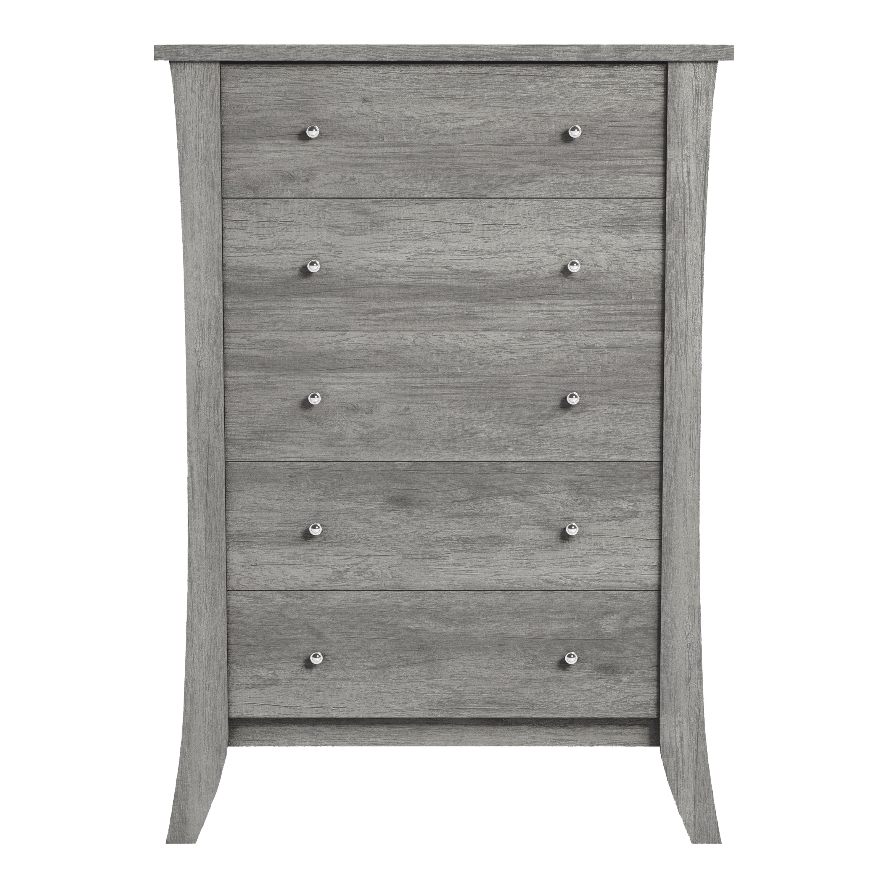 Furniture of America Quake 5-Drawer Wood Vintage Gray Oak Chest