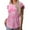 Pink, variant on Ichuanyi Womens Tops Summer Women Fashion Casual Printing Round Neck Ruffles Short Sleeve T-shirt Top Blouse Pullover