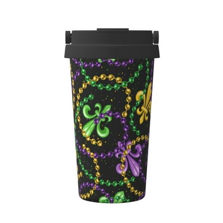 

KLL Mardi Gras6 Pattern Stainless Steel Vacuum Insulated Tumbler - Carry Insulated Coffee Mug - Reusable Insulated Cold Brew Iced Coffee Cup Thermos