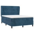 Box spring bed with mattress dark blue 140x190 cm velvet