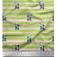 thumbnail image 1 of Soimoi Green polyester Crepe Fabric Panda & Stripe Decor Fabric Printed Yard 52 Inch Wide, 1 of 3