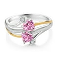 thumbnail image 2 of Gem Stone King 925 Silver and 10K Yellow Gold Ring Heart Shape Pink Moissanite and Vivid Moissanite Pink (1.02 Cttw, Size 8), 2 of 3