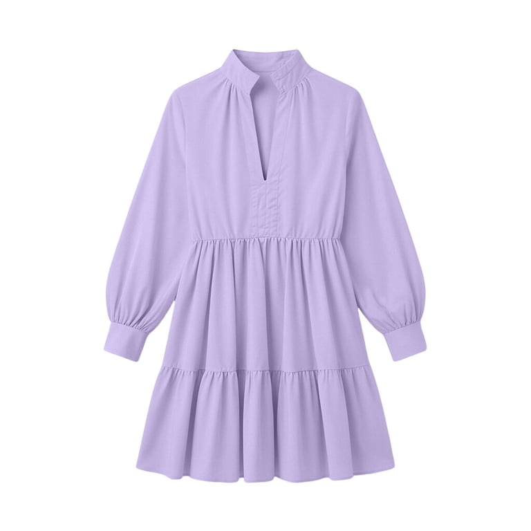 mauve winter dress Ovbmpzd Ruffled Hem Womens And Women's Plus Midi Fall Wedding Guest Dresses Long Sleeves Elegant Swing Wear To Work V-Neck Purple Dresses,L Size:Small 0/2 sister or wife. SKY BLUE Girls Summer Dresses Square