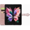 thumbnail image 4 of Case for Samsung Galaxy Z Fold 5 Wallet Case with Card Slots Kickstand Leather Foldable Magnetic Closure Shockproof Protective Phone Case for Samsung Galaxy Z Fold 5. Mandala Rose Gold, 4 of 16