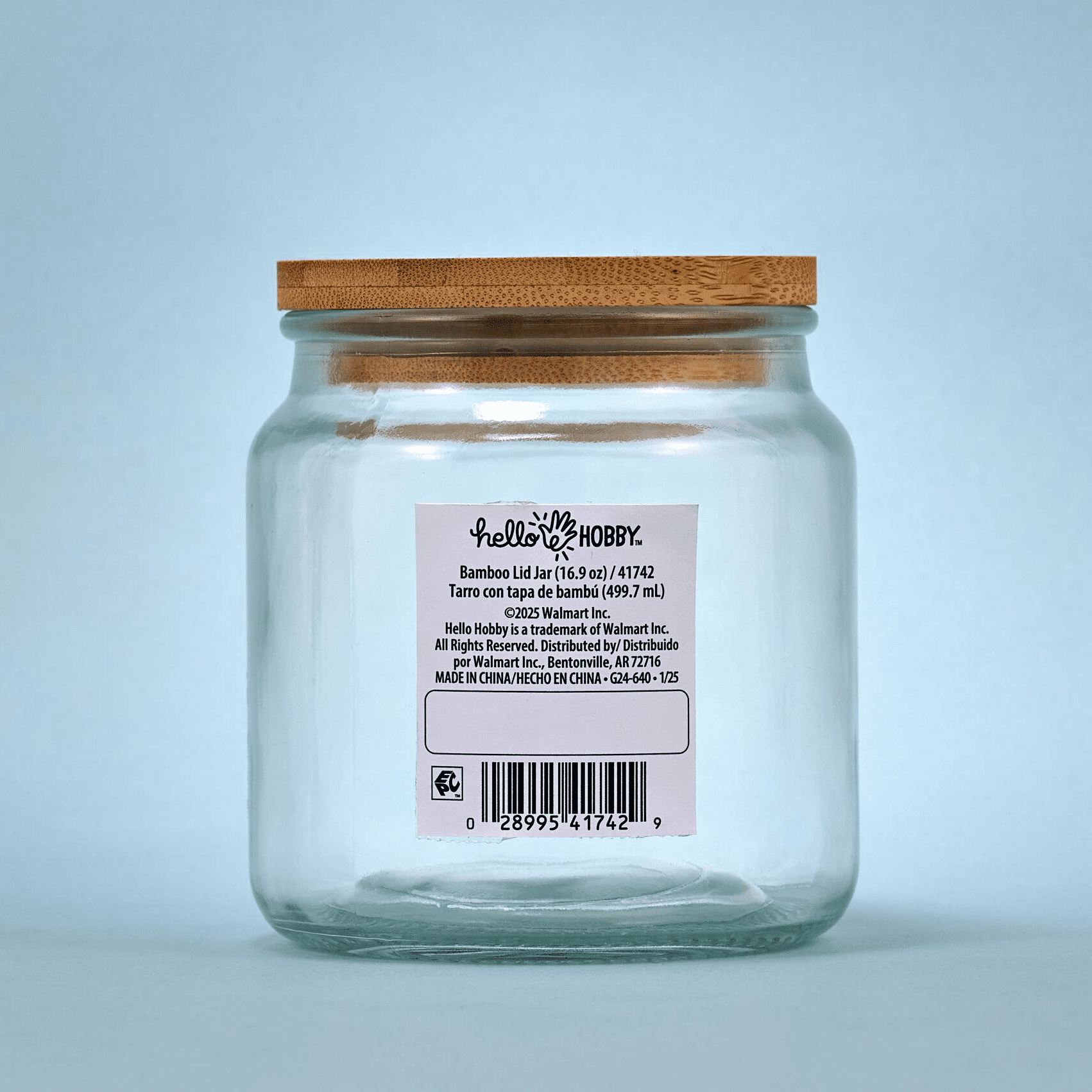 Hello Hobby Glass Jar with Bamboo Lid, 16.9 oz, 1 Piece