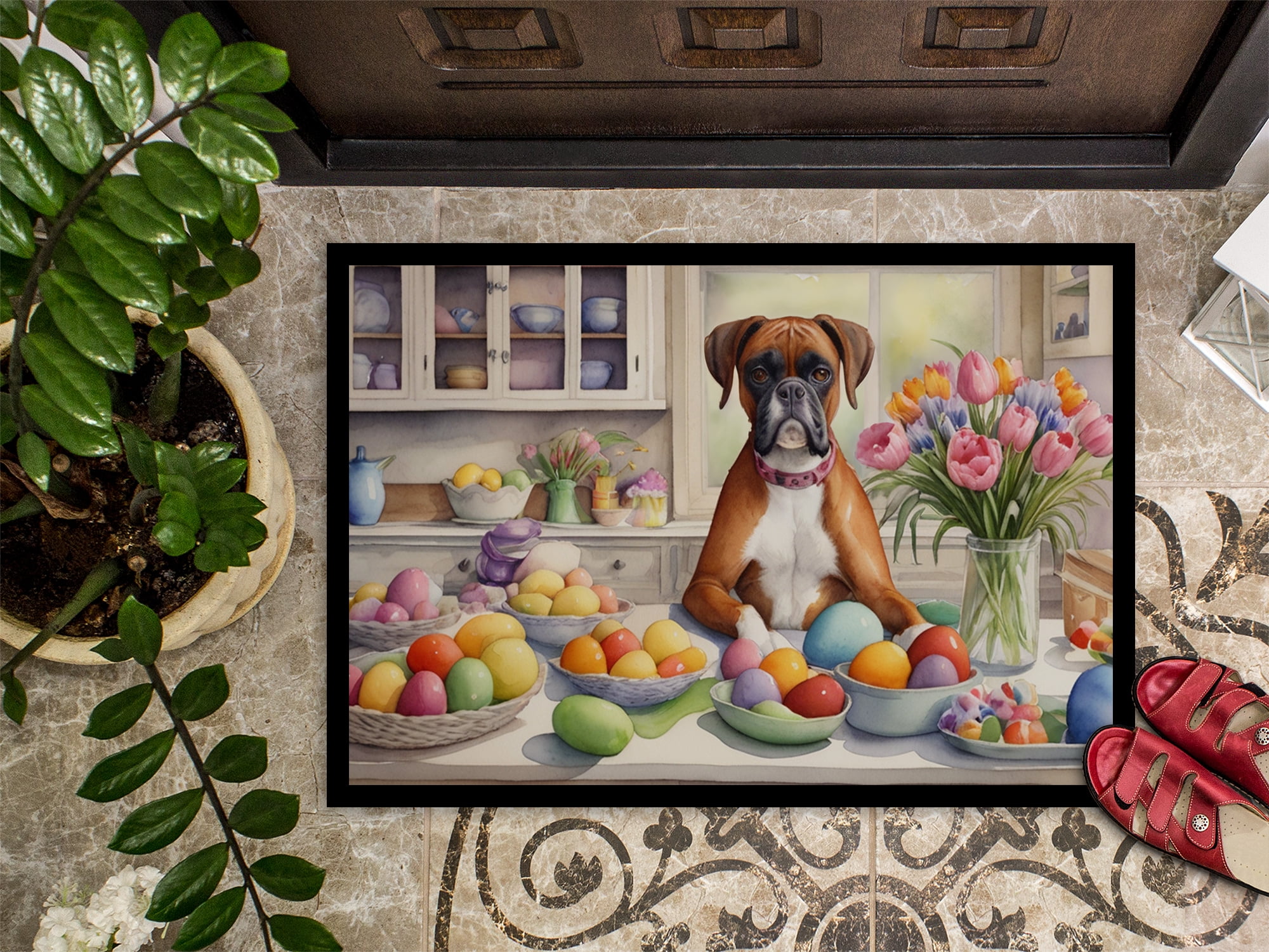 Carolines Treasures DAC6774MAT 18 x 27 in. Decorating Easter Boxer Doormat