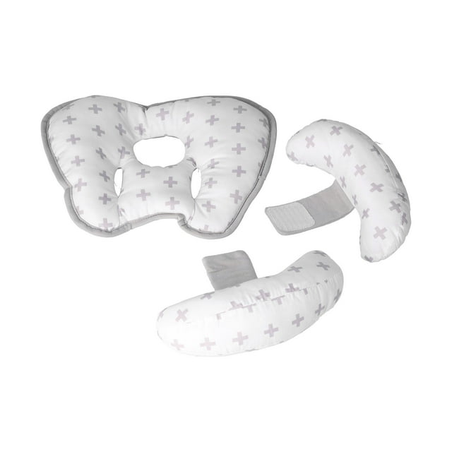 Almohada para bebé ajustable, transpirable, suave, con forma única, portátil, soporte para la cabeza del bebé, herramienta para aviones, cochecitos, color blanco Plus
