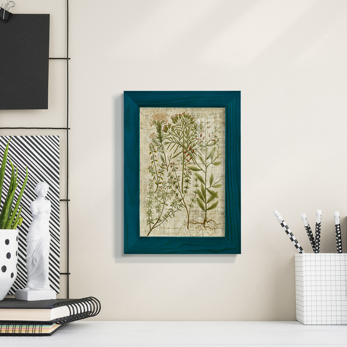 Garden Verses I -Framed Print w/glass-Ocean Blue