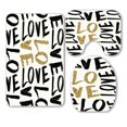 thumbnail image 1 of Juego de 3 Alfombrillas de Baño ABPHQTO Día de San Valentín con Letras en Oro Brillo Negro, 1 of 2