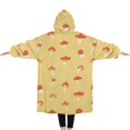 thumbnail image 2 of Oversized Wearable Blanket Hoodie,Red Mushroom Small Yellow Pattern Sherpa Blanket Hoodie with Super Pockets,Super Warm Fuzzy Pullover for Women & Men, 2 of 6