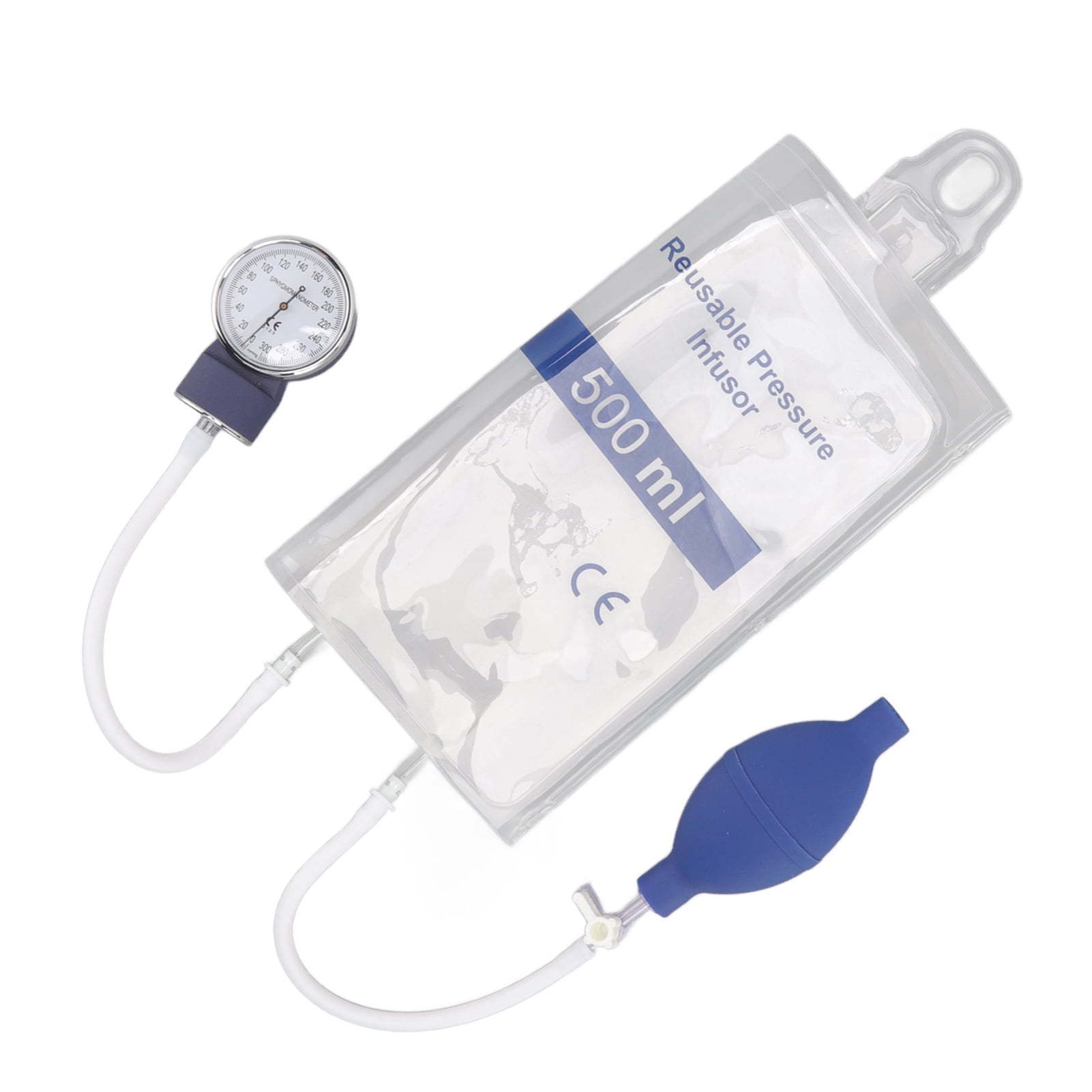 Fluid Infusion Bag, First Aid Kit Bag, 500ML Pressure Infusion Bag Transparent Fluid Pressure Infusion Bag, for Travel Car Home Camping Work Hiking Holiday