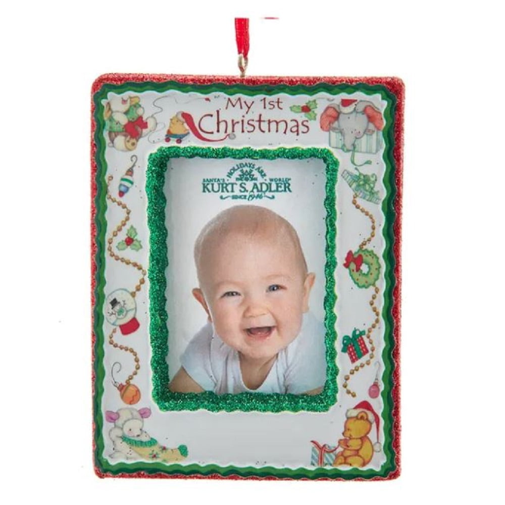 2010 Hallmark Baby's First 1st  Christmas Photo picture Holder Ornament MIB twin 