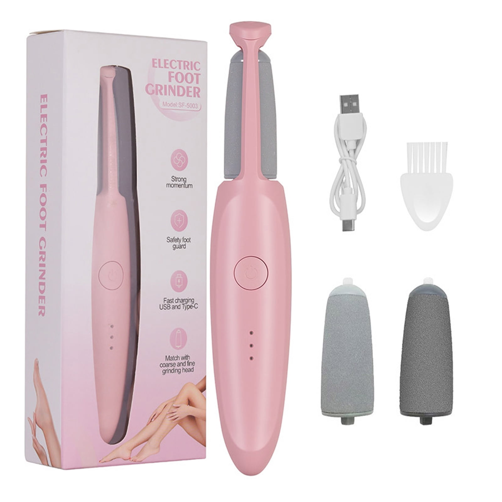 Electric Callus Remover Foot Grinder for Dead Skin, Replaceable Sandpaper Pedicure Tool with 3 Speeds