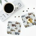 thumbnail image 5 of Honeii Tractor and Dumper Print Leather Coaster Set of 6, Ideal for Safeguarding Your Furniture from Drinks Spills and Effortless Cleanup,Square, 5 of 7