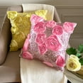 thumbnail image 5 of Euro Sham Cover, Pink European Pillow Covers 26x26 inch (65x65 cm), Silk Euro Pillow Shams, Nature & Floral, Roses, Ribbon Embroidery, Modern European Pillow Shams - Sweet Kisses, 5 of 10