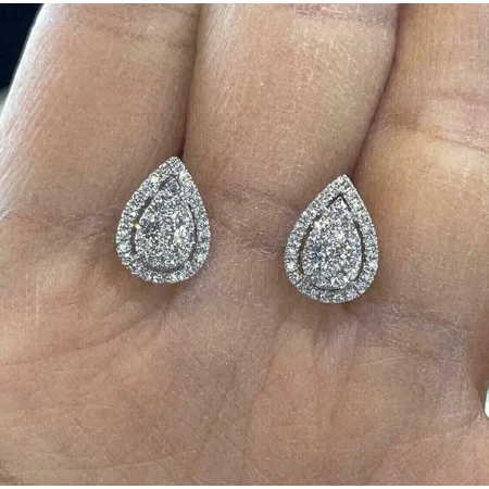 2CT Round Cut Simulated Diamond Stud Earrings, White Gold Plated Sterling Silver for Women