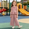 thumbnail image 6 of ITSAME Girls Outfit Set Plaid Print Ruffle Tank Top & Pants 2-Piece Kids Casual Fashion Clothes Pink Size 6, 6 of 7
